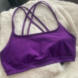 Athleta Womens Sports Bra Size M Purple Athletic Criss Cross Strappy Back Logo